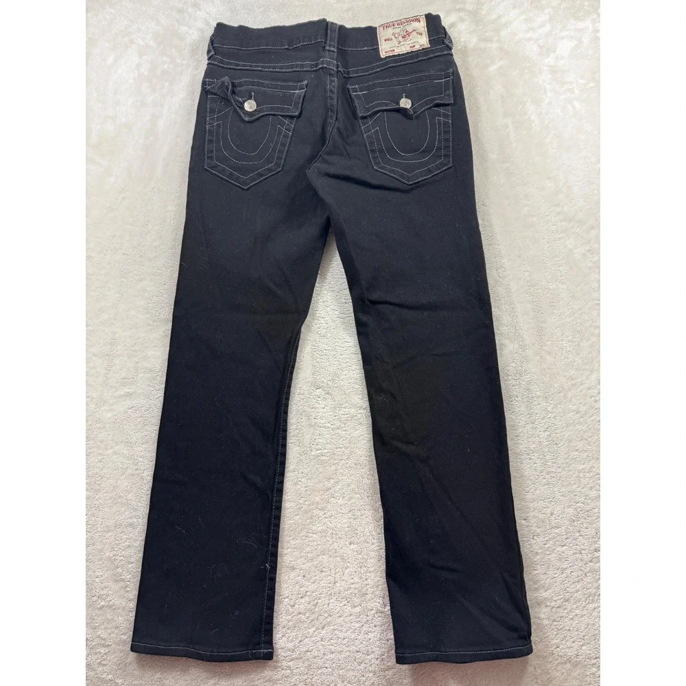 True Religion Mens Ricky Flap Pocket Relaxed Straight Black Jeans 32 Meas: 32x30